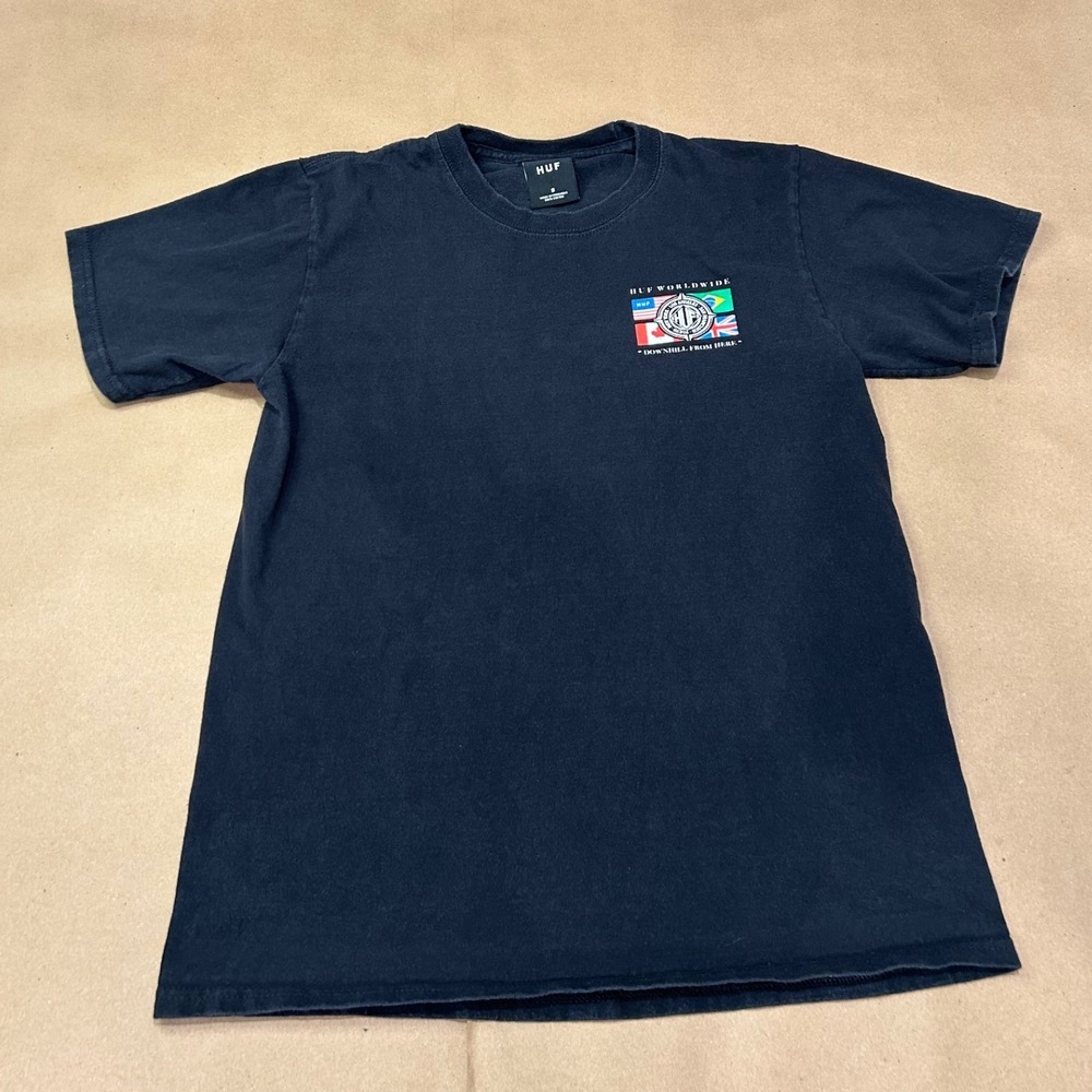 HUF Worldwide Black Downhill From Here T-Shirt Mens Small